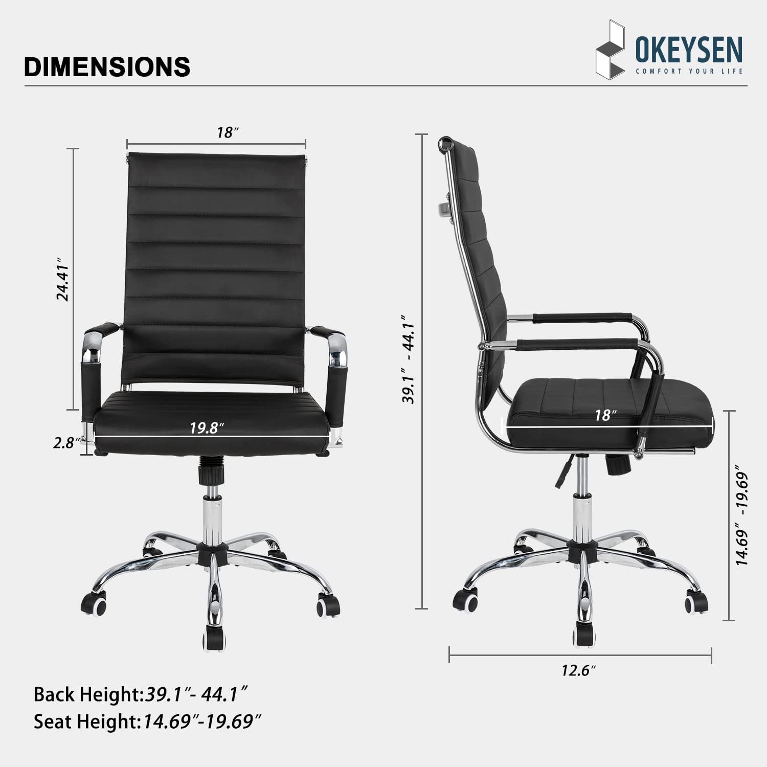 Okeysen - Silla de escritorio de oficina, ergonómicas de cuero modernas sillas...