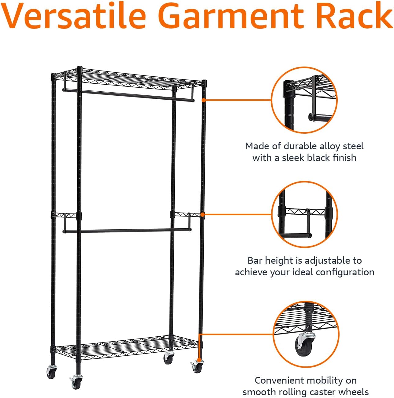 Tienda Basics WI-GAR1436B Estante organizador de armario con doble barra para