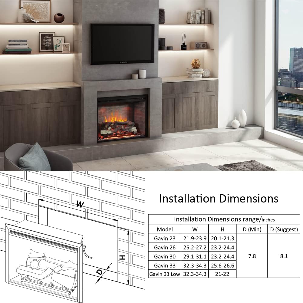 Gavin Chimenea eléctrica con altavoz de tronco, diseñado para tachuelas,