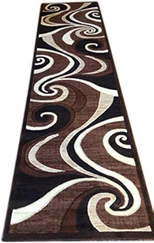 Americana Alfombra moderna de pasillo largo, diseño marrón, 144 (32 pulgadas x...
