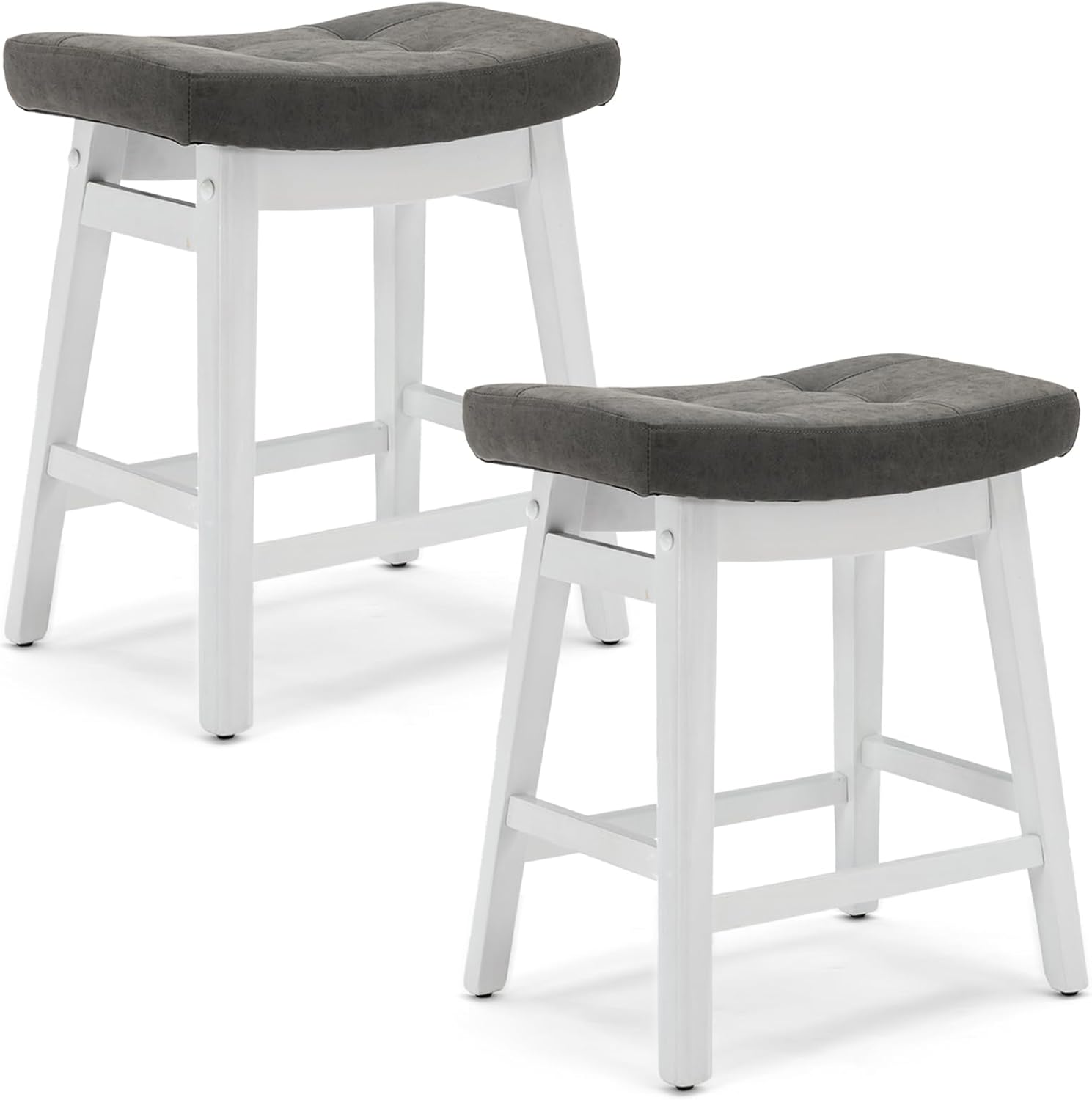 AQO Taburetes de bar de altura de mostrador, juego de 2 patas de madera maciza,...