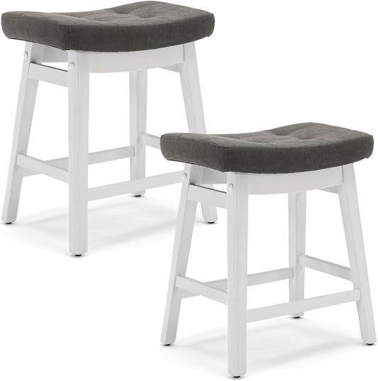 AQO Taburetes de bar de altura de mostrador, juego de 2 patas de madera maciza,...