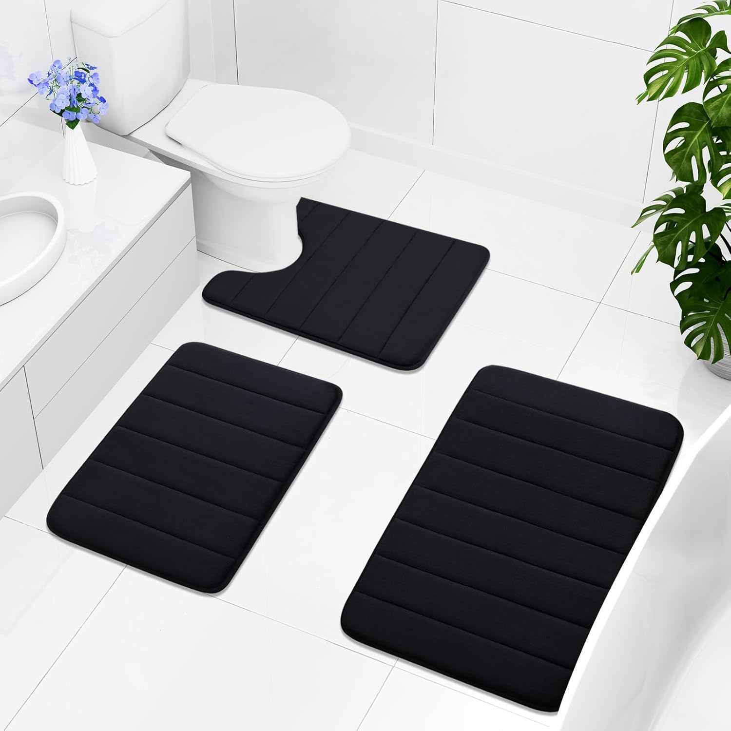 Tapetes de baño de espuma viscoelástica suaves, antideslizantes y absorbentes,...