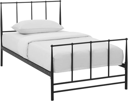 Modway Cama de plataforma gemela de metal de acero con soporte de listones de...