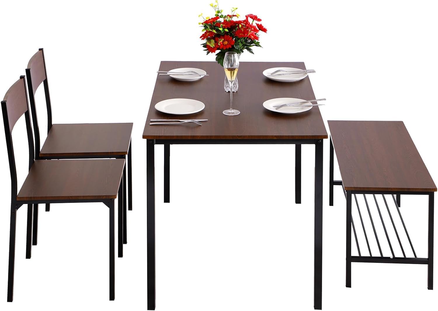 Juego de mesa de comedor para 4 personas, mesa y sillas de cocina de 43 x 28