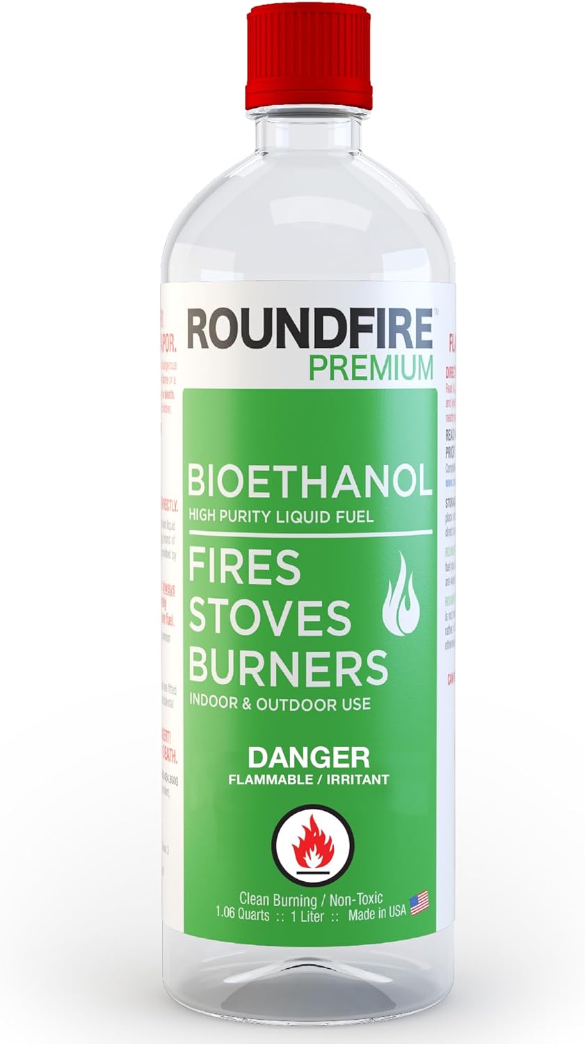 ROUNDFIRE Combustible prémium para chimenea de mesa, etanol de 1 litro para...