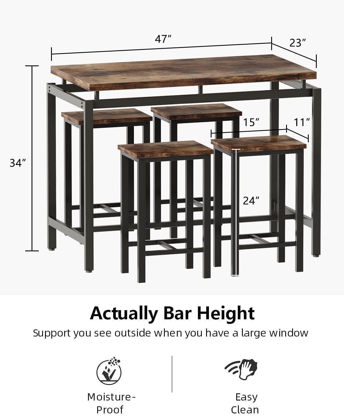 Juego de mesa de comedor para 4, mesa de cocina y sillas de ahorro de espacio