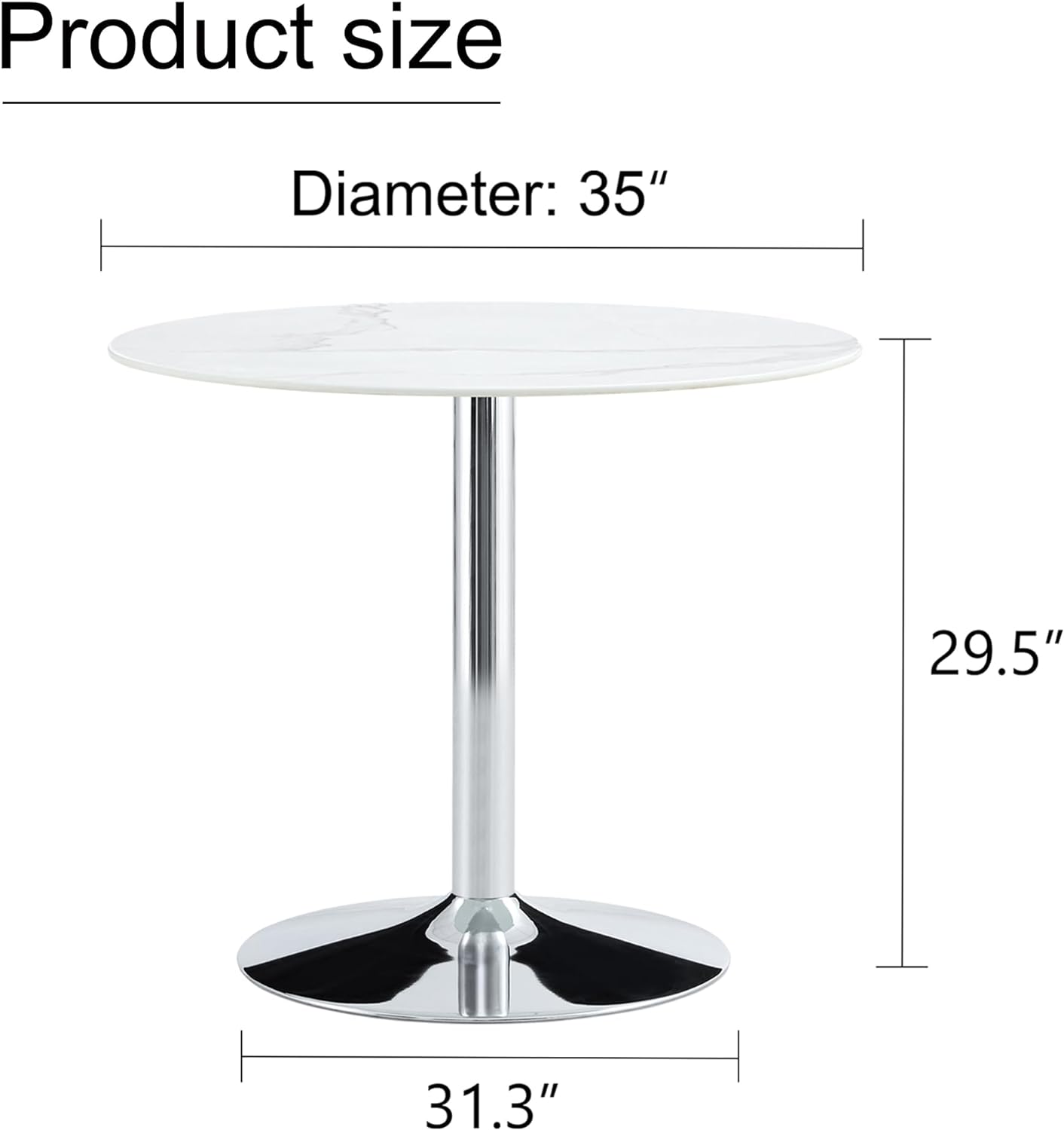 Round Glass Dining Table,35" Round Cocktail Table with Tempered Glass Table