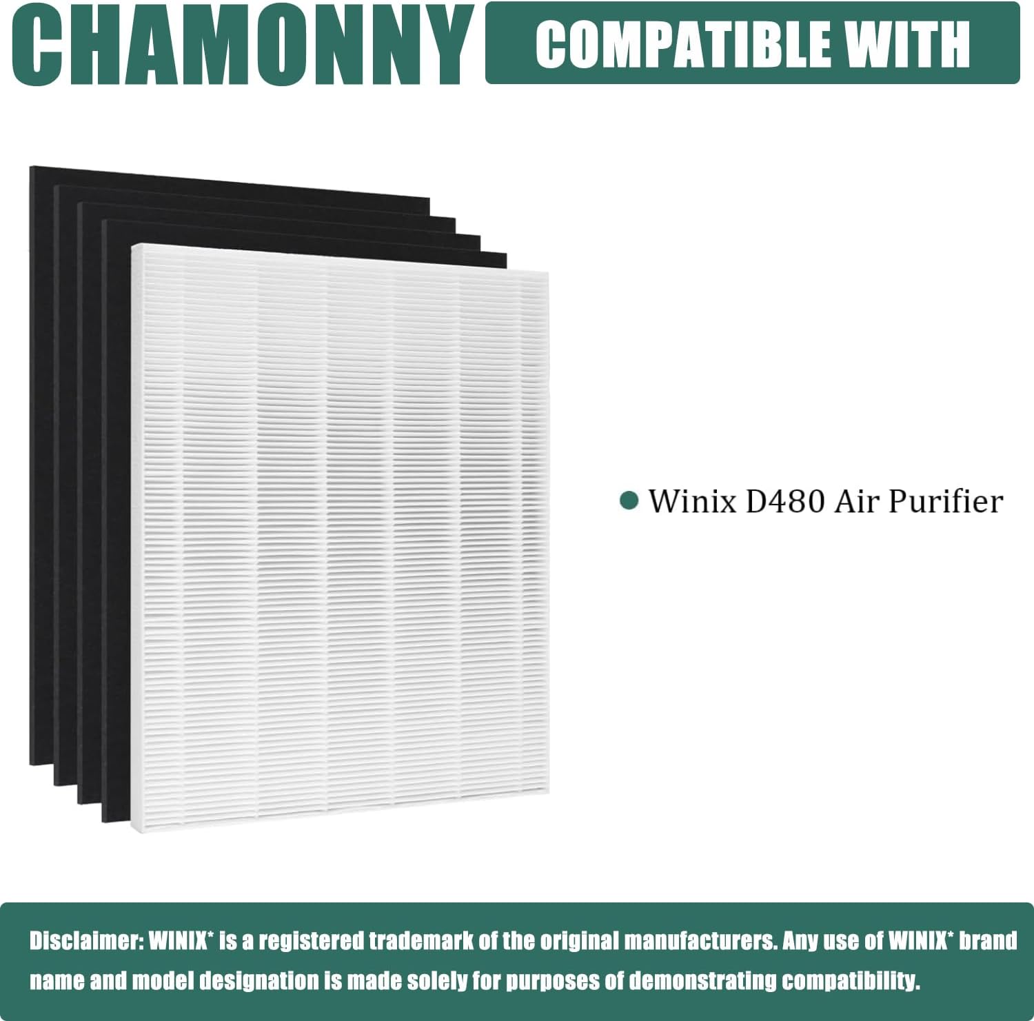 Filtro de repuesto D480 True HEPA D4, compatible con purificador de aire WIN-IX...
