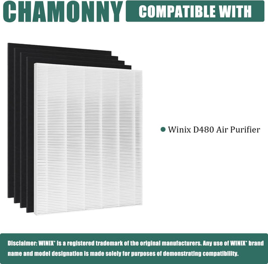 Filtro de repuesto D480 True HEPA D4, compatible con purificador de aire WIN-IX...