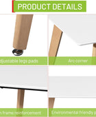 FurnitureR Mesa de comedor rectangular minimalista con patas redondas de madera...