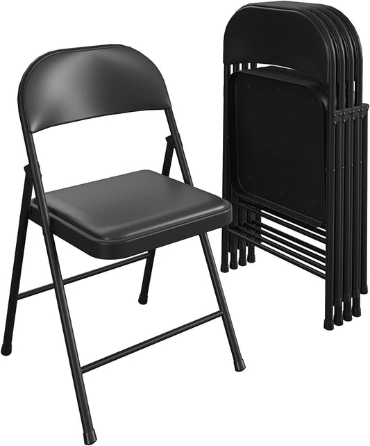 COSCO SmartFold - Silla plegable de vinilo, paquete de 4, color negro