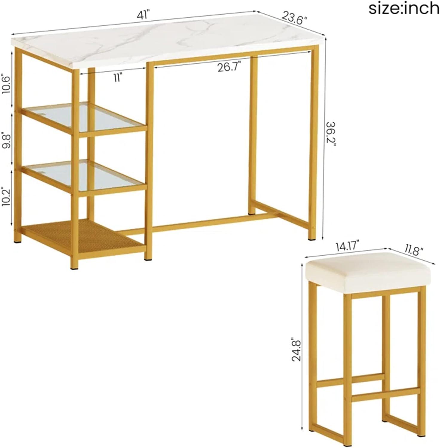 Juego de mesa de comedor de 3 piezas, mesa de pub de altura de mostrador con 2