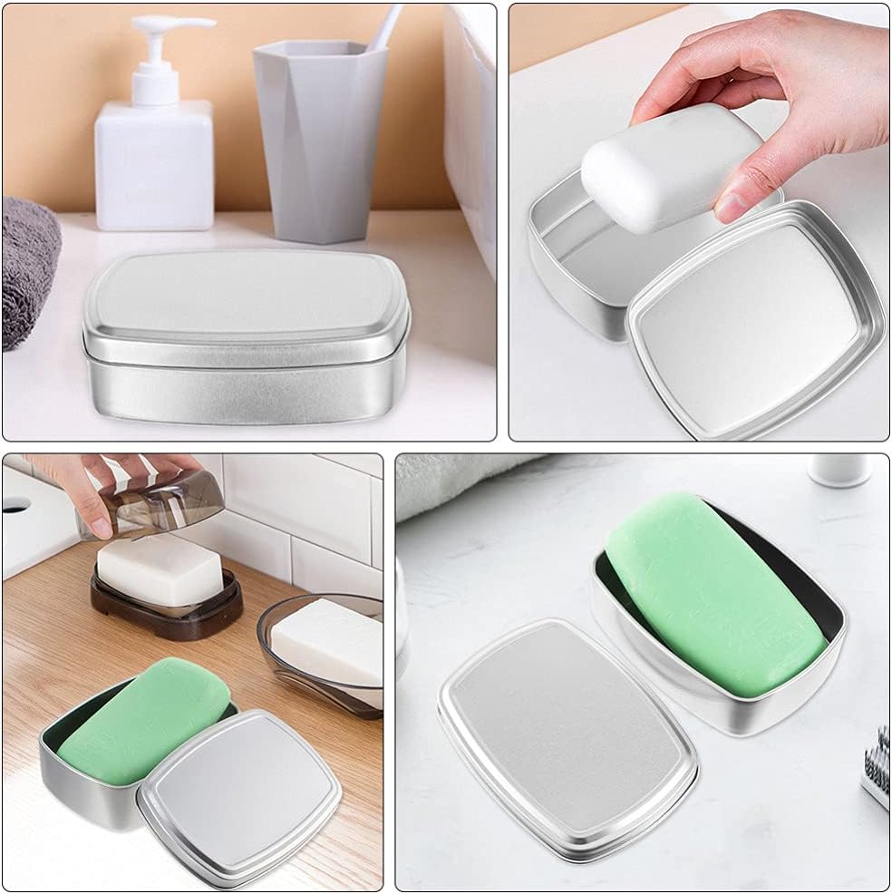 3 piezas de soporte de jabón de viaje de aluminio, caja de lata vacía a prueba...