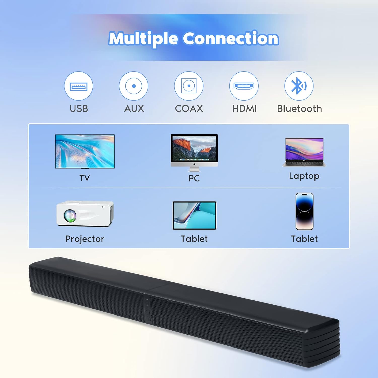 Barra de sonido, altavoces de graves para Smart TV con subwoofer dual sistema...