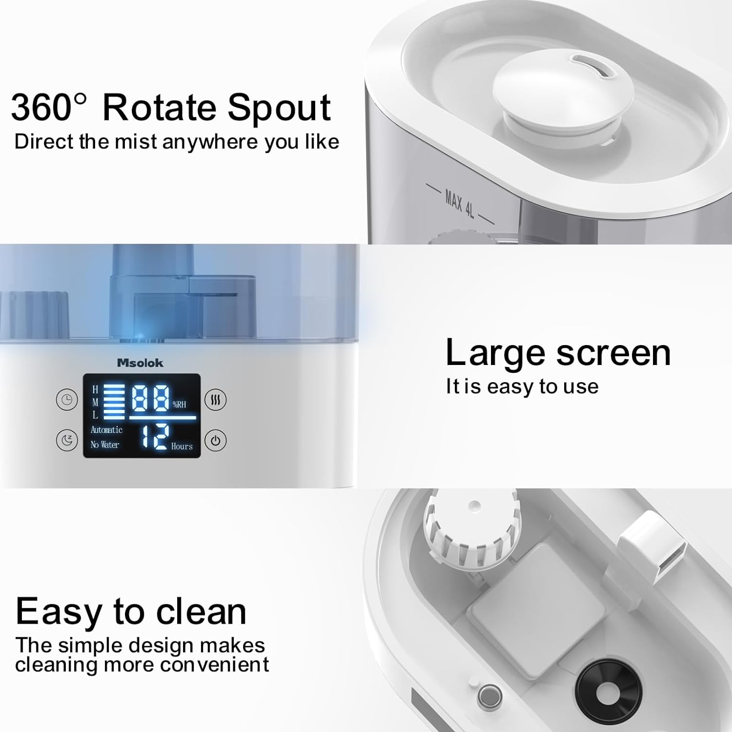 Humidificadores para dormitorio, hogar y bebé humidificadores de aire de niebla...