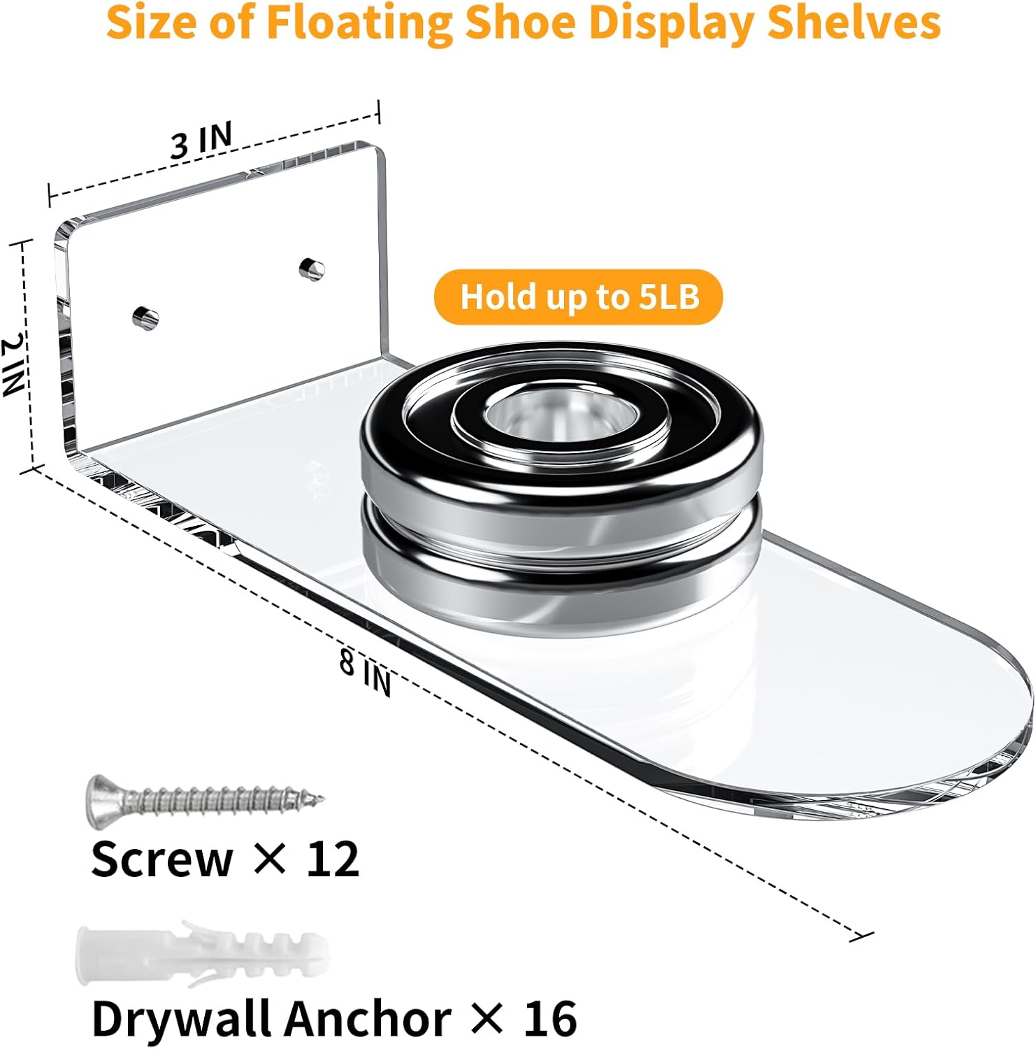 Estantes flotantes para zapatos de pared, paquete de 6 estantes para tenis,