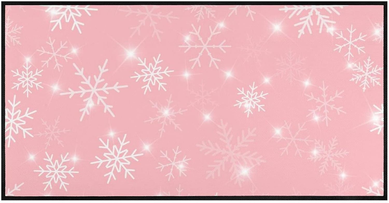MoBlinko Alfombra de cocina de Navidad con copos de nieve blancos, alfombra de...