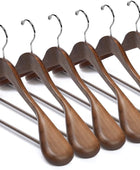 Nature Smile Perchas de madera de lujo para trajes, paquete de 6 perchas de...