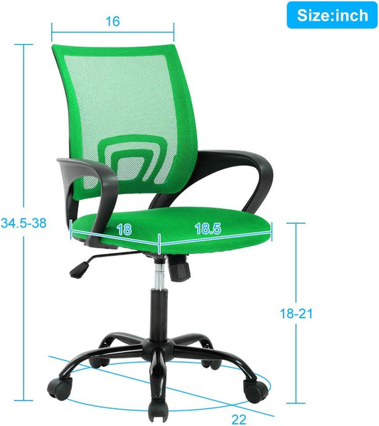 Silla de oficina ergonómica, silla de oficina en casa con respaldo medio, silla...