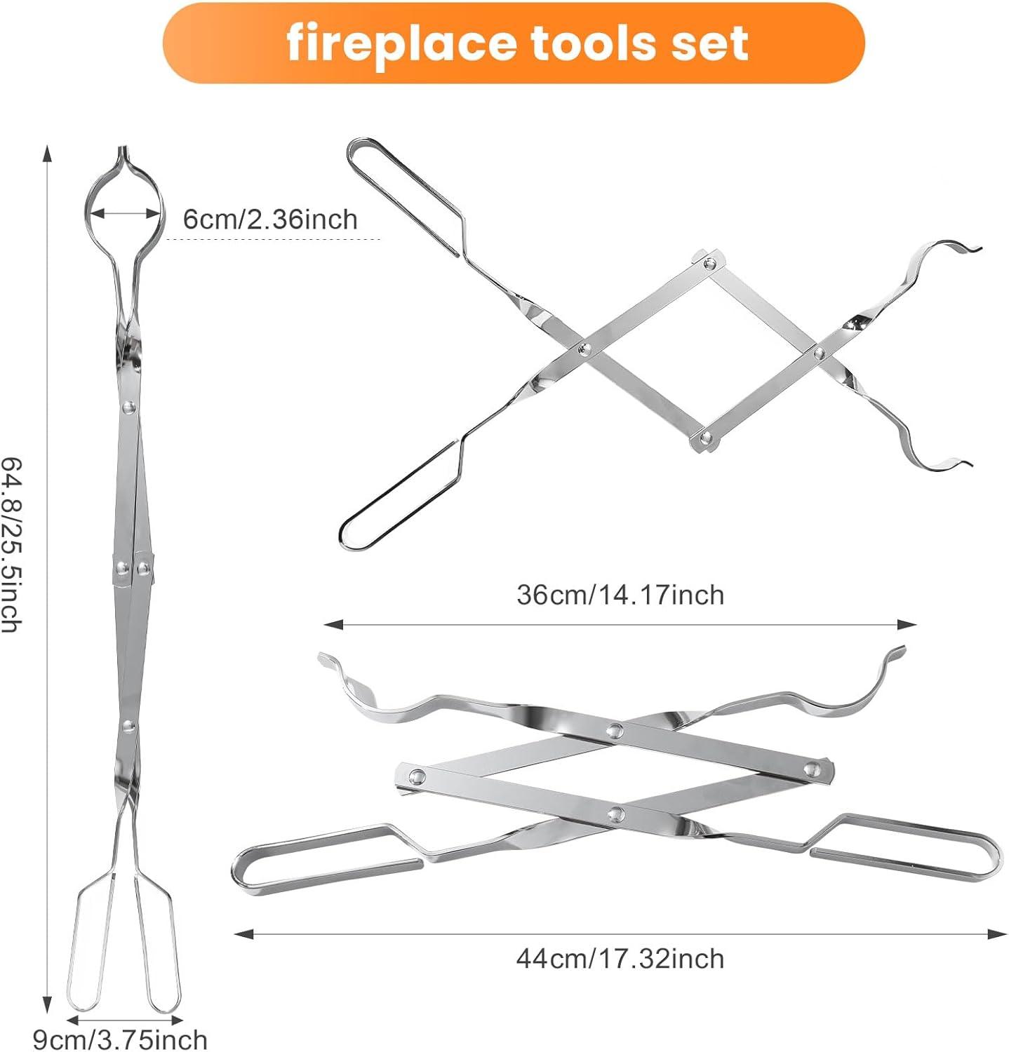 Pinzas para chimenea, accesorios para hogueras de 26 pulgadas, pinzas de leña,