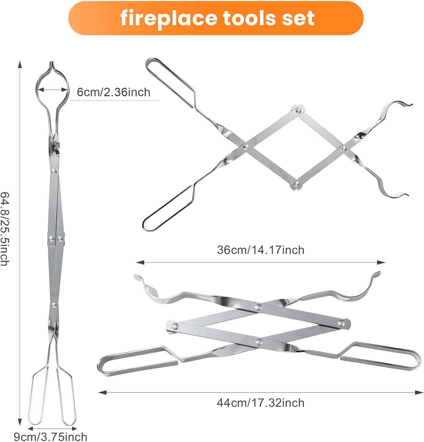 Uten Pinzas para chimenea, accesorios para hogueras de 26 pulgadas, pinzas de...