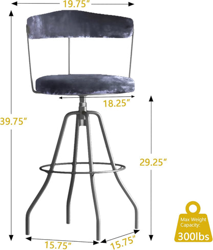 Swivel Counter Stool, Bar StoolBar Chairs with Back, Metal Legs and Bigger