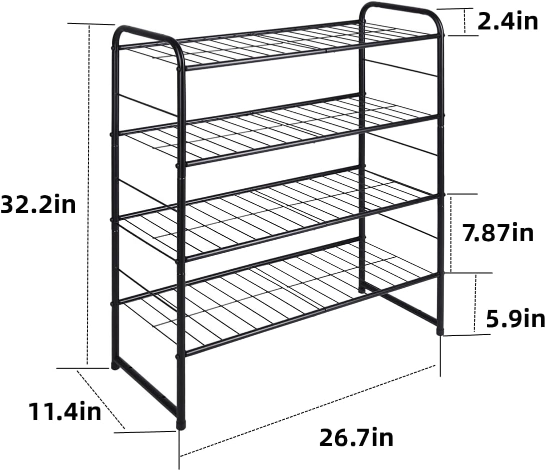 REGILLER Zapatero apilable de 4 niveles, organizador de zapatos expandible y...