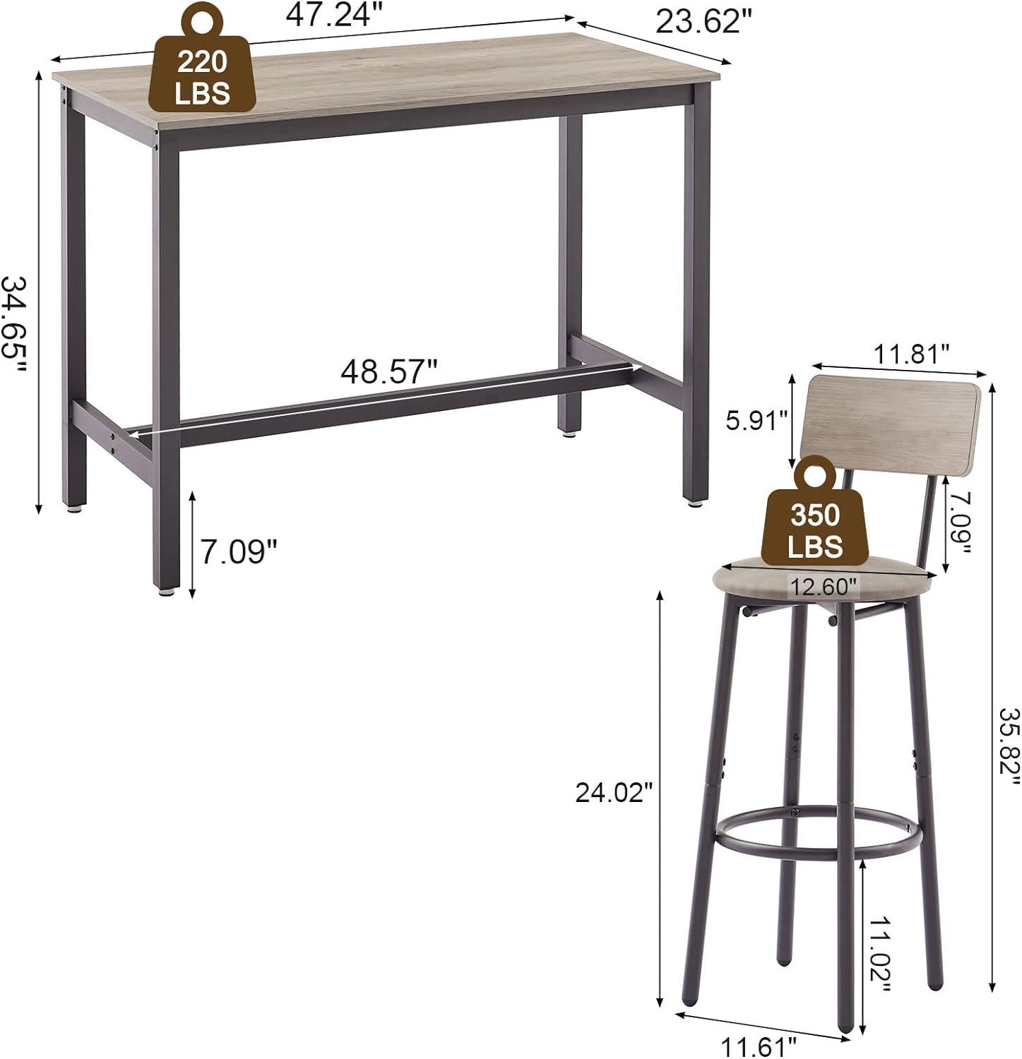 Juego de mesa de bar y sillas para 4, 5 piezas de altura de mostrador