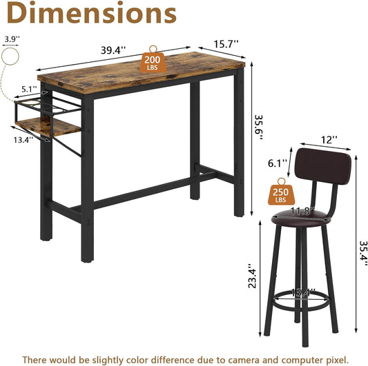 Hooseng Juego de mesa de comedor para 2, juego de mesa de cocina pequeña, juego