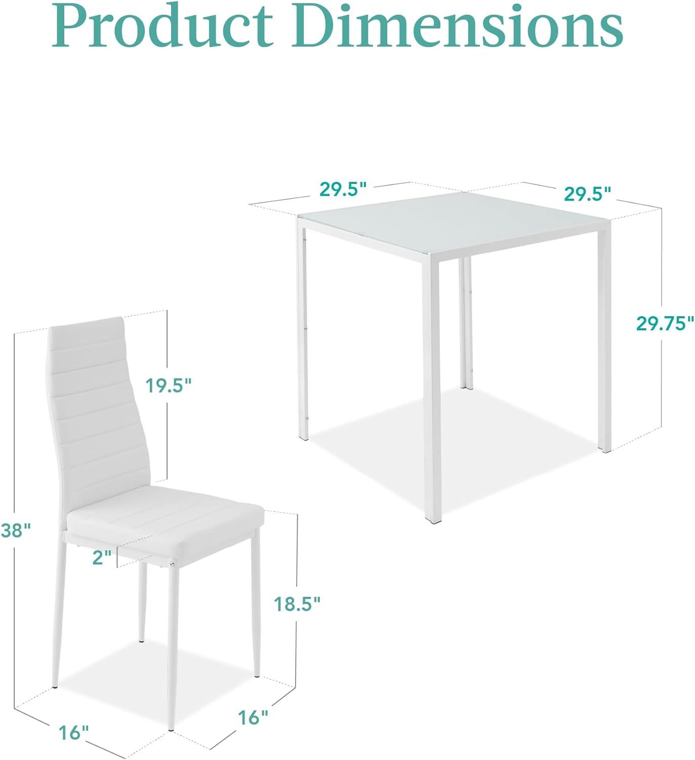 Juego de comedor de cristal de 3 piezas, muebles de mesa de cocina modernos