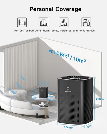 HY1800 Purificadores de aire para dormitorio, filtro HEPA para humo, alergias,