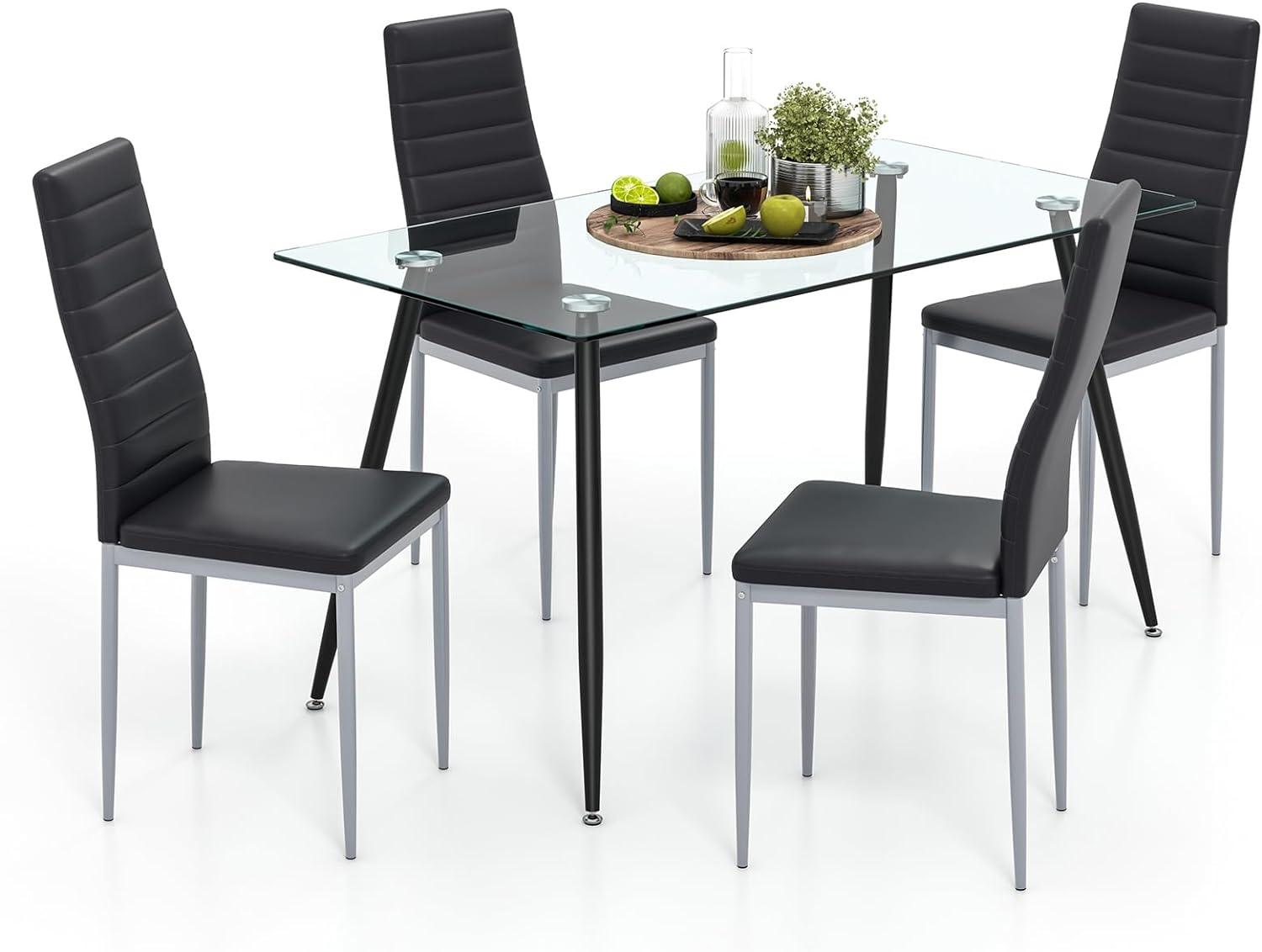 Giantex Juego de mesa de comedor para 4, juego de sillas de mesa de cocina con