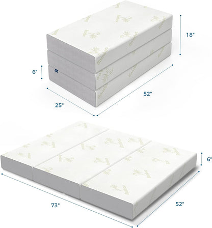 Colchón plegable en 3 partes hecho de espuma viscoelástica de 4 pulgadas y 6