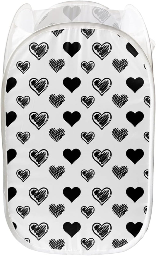 Forchrinse Cesta de lavandería plegable de malla con estampado de corazón...