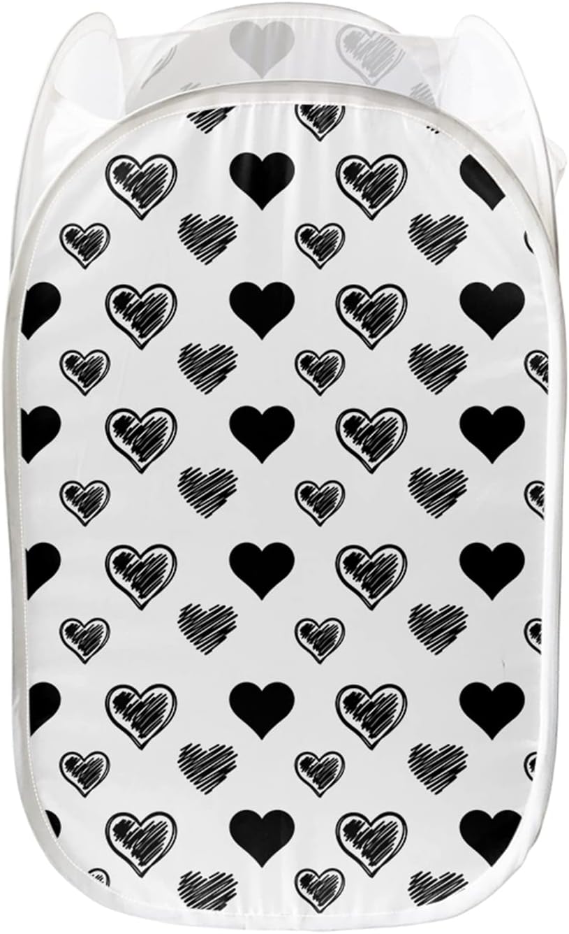 Forchrinse Cesta de lavandería plegable de malla con estampado de corazón...