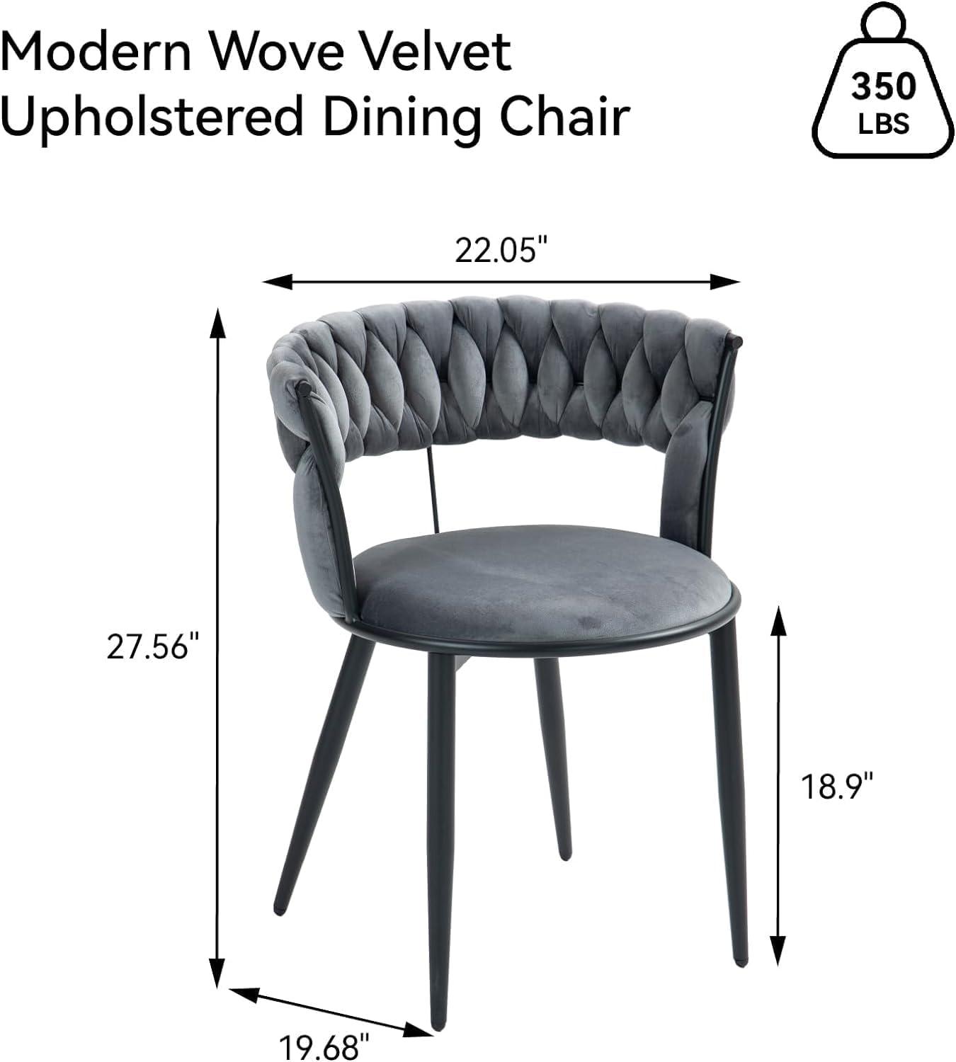 Juego de 4 sillas de comedor de terciopelo, modernas sillas de comedor tejidas