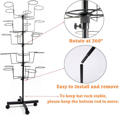 Moderno soporte independiente grande para sombreros, estante de exhibición de