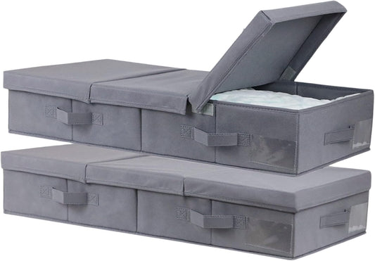 Paquete de 2 contenedores grandes de almacenamiento debajo de la cama con tapa,