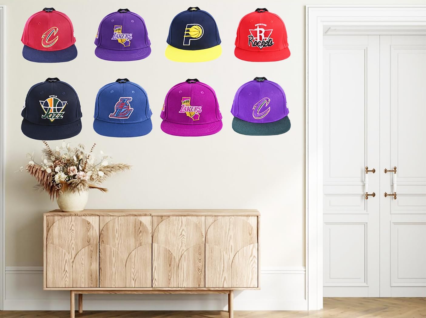 Perchero adhesivo para gorras de béisbol de pared, paquete de 16 ganchos para...