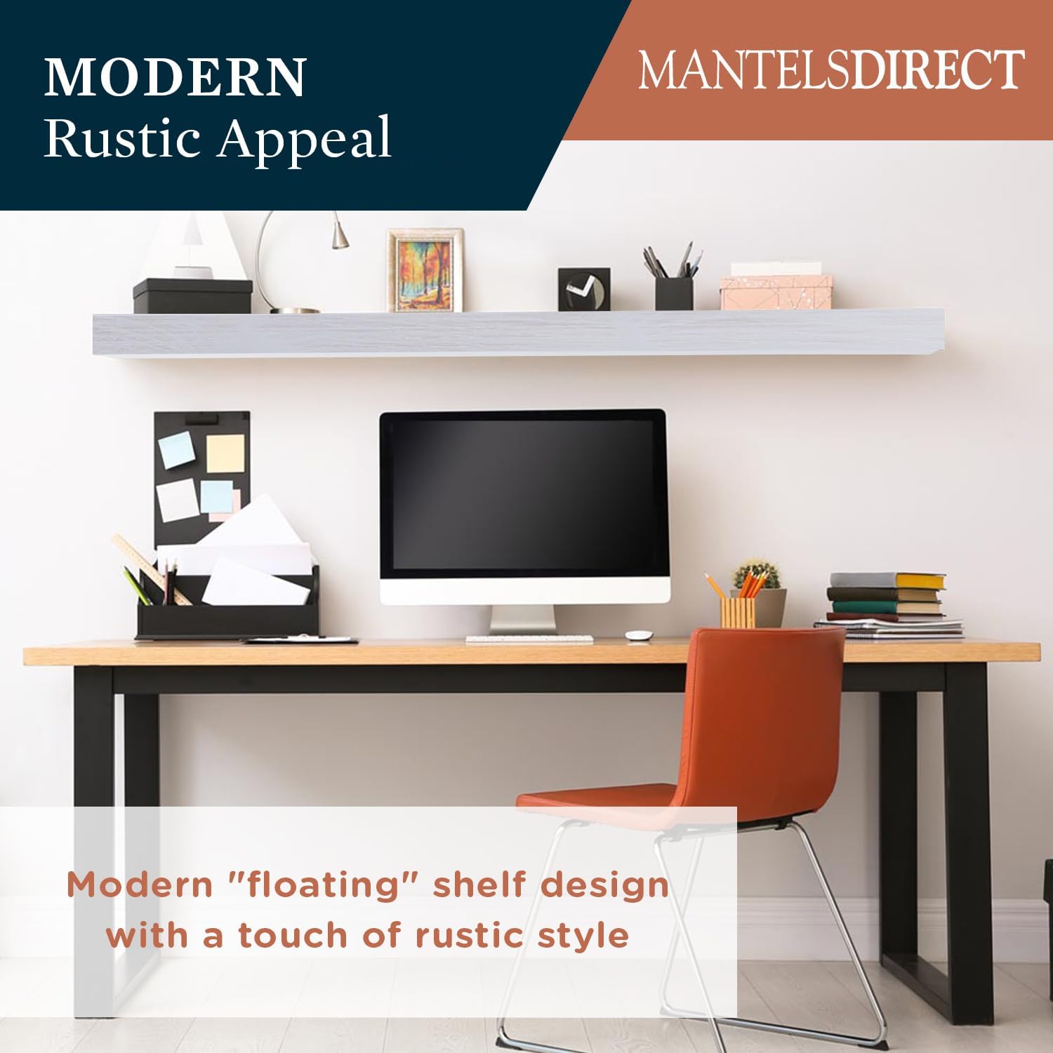 Modern Ember Vara - Estante de madera para repisa, pintura blanca de 48...