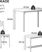 Juego de mesa de comedor de cocina de 43.3 pulgadas para 4, 4 piezas, sillas de