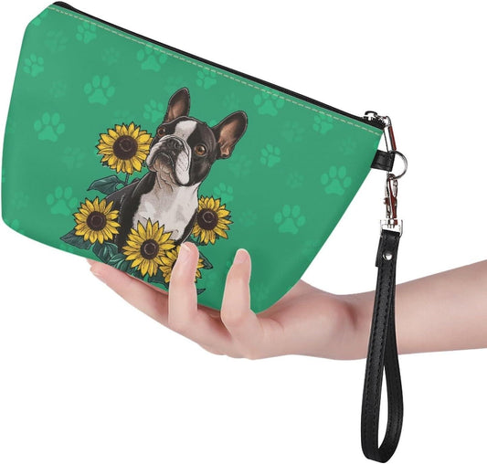 AFPANQZ Boston Terrier Bolsa de maquillaje con cremallera Bolsa de cosméticos