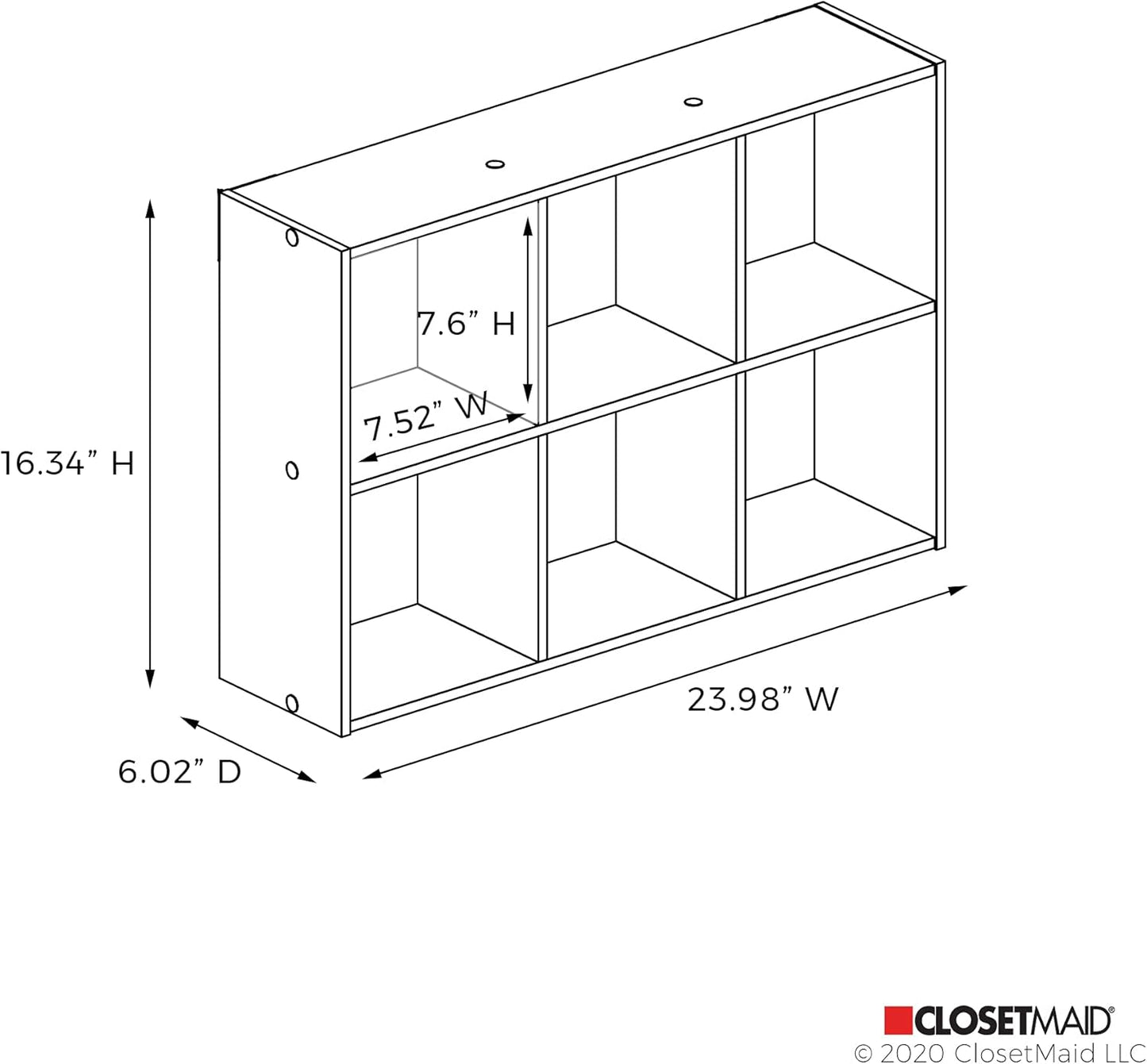 ClosetMaid 5430 Mini organizador de escritorio o pared de 6 cubos, nogal