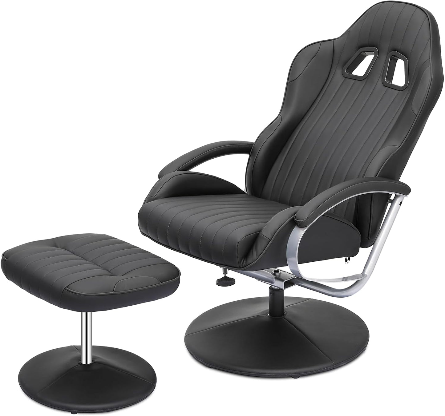 Silla reclinable estilo carreras con otomana, silla tapizada para videojuegos