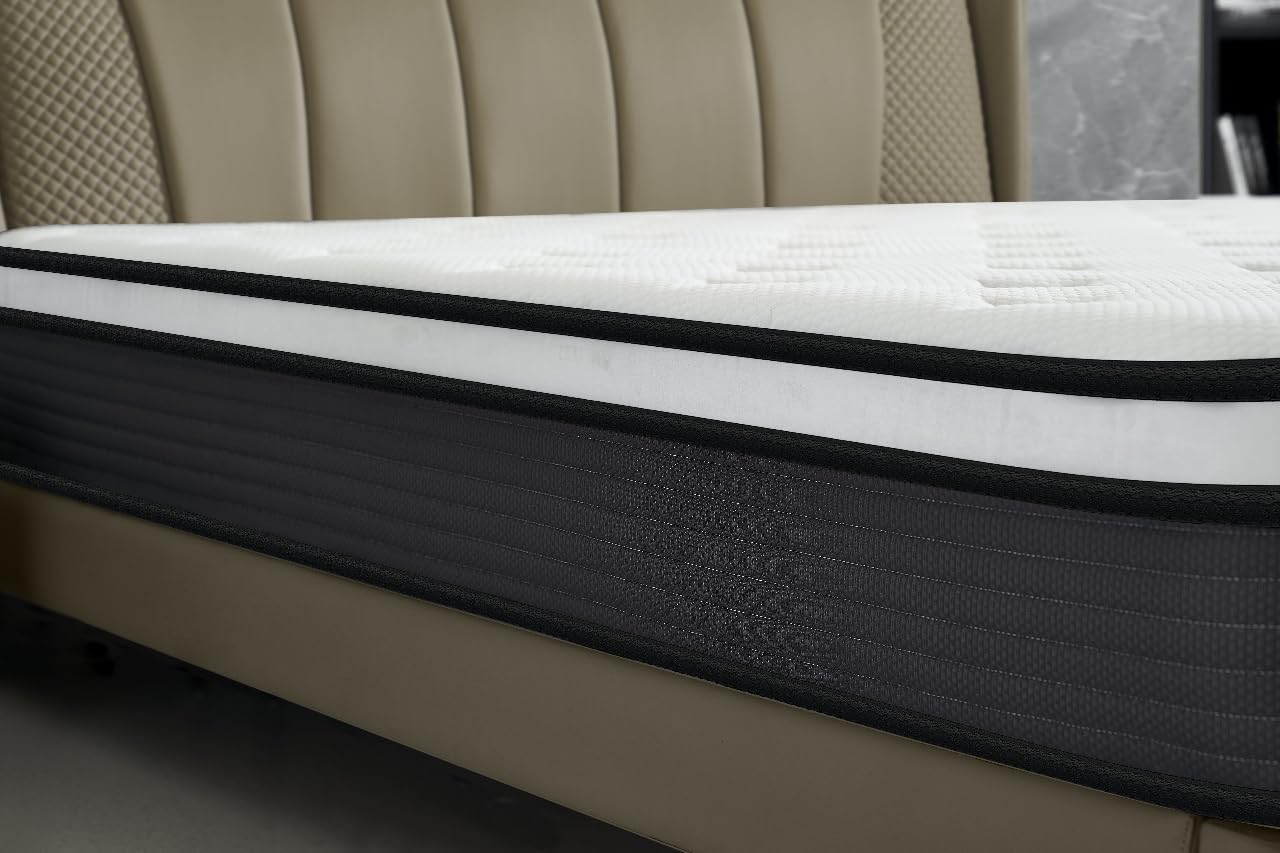 Colchón híbrido individual de 10 pulgadas en una caja, cojín de cama con diseño