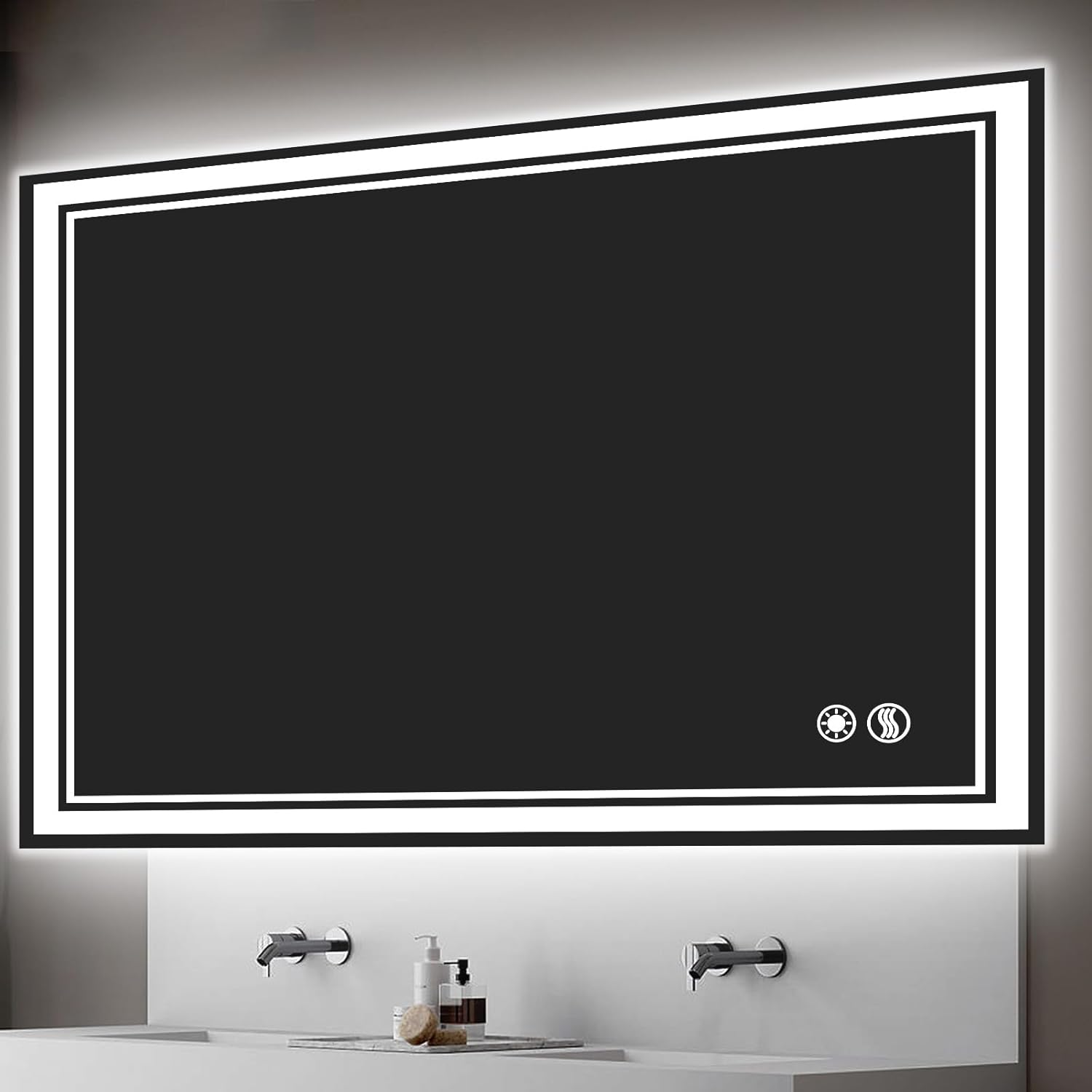 Espejo LED de 40 x 24 pulgadas para baño, espejo de baño sin niebla, con luces,...