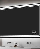 Espejo LED de 40 x 24 pulgadas para baño, espejo de baño sin niebla, con luces,...
