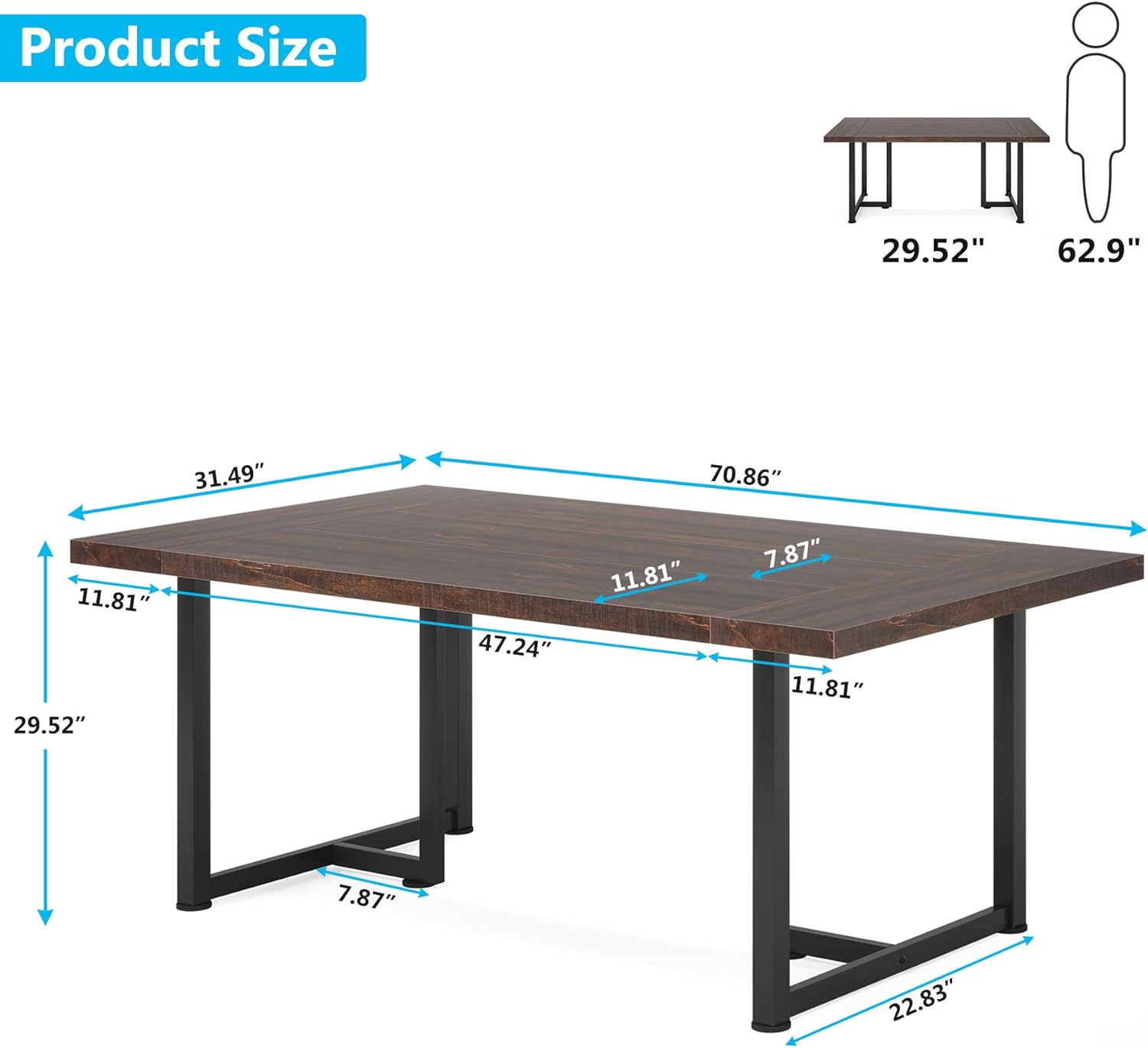 Mesa de comedor para 6 personas, mesa de cocina de granja para comedor, mesa