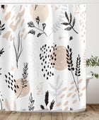 Tititex Juego de cortinas de ducha abstractas con diseño floral marrón botánico...